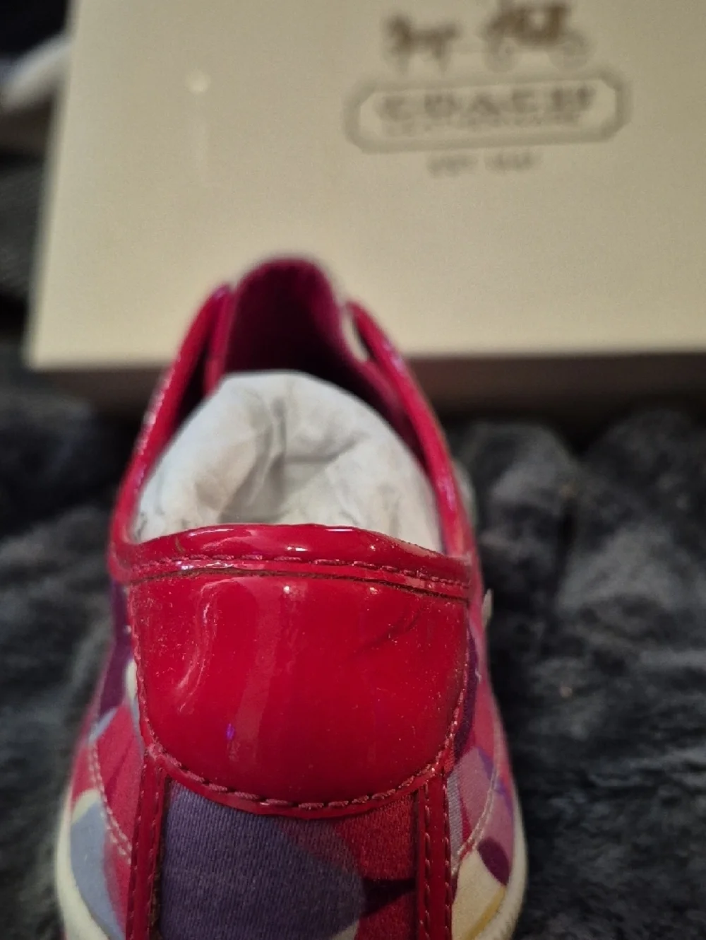 Coach Poppy Valentine  Pink & Purple Patterned Canvas Slip-On Sneakers